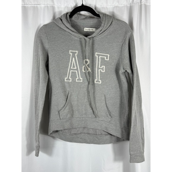 Abercrombie & Fitch Tops - Abercrombie‎ Fitch Gray A&F Logo Hoodie Sweatshirt Size Small Casual Comfort